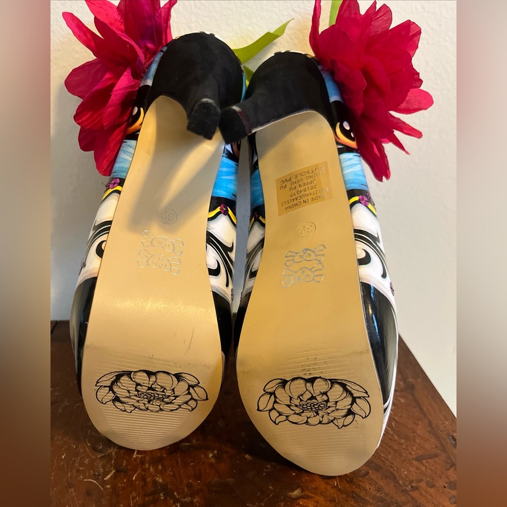 Dia De Los Muertos Just Fabulous High Heels Size 39 Women’s 8.5 Sugar Skull - Picture 6 of 8